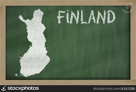 drawing of finland on blackboard, drawn by chalk