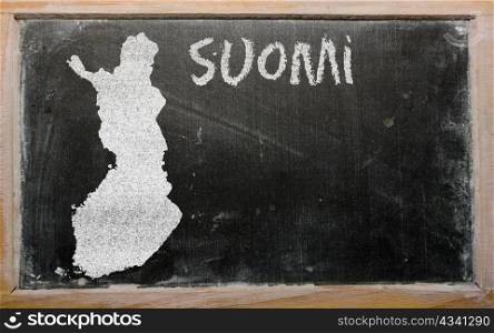 drawing of finland on blackboard, drawn by chalk