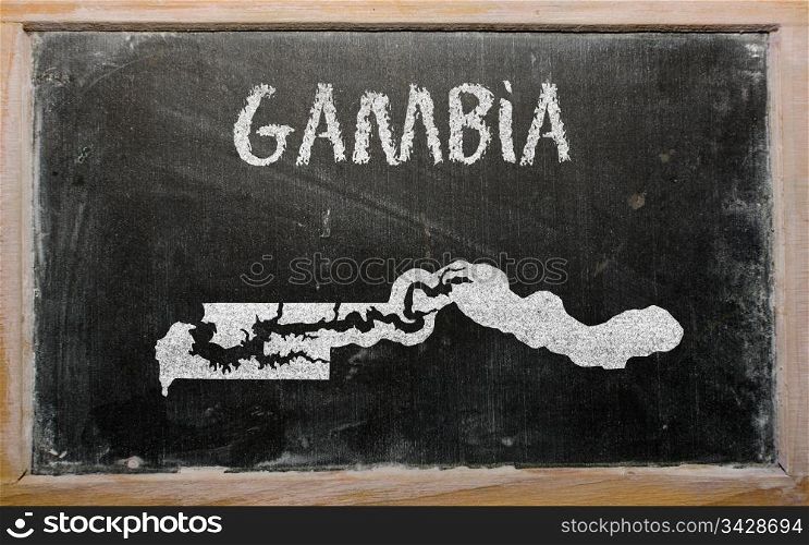 drawing of gambia on blackboard, drawn by chalk