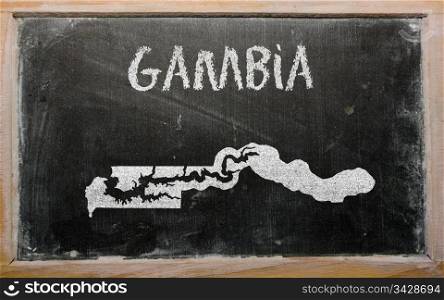 drawing of gambia on blackboard, drawn by chalk
