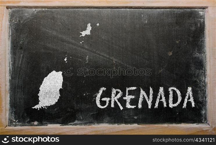 drawing of grenada on blackboard, drawn by chalk