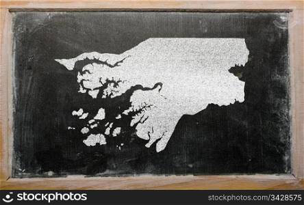 drawing of guinea bissau on blackboard, drawn by chalk