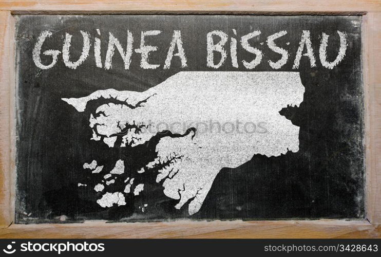 drawing of guinea bissau on blackboard, drawn by chalk