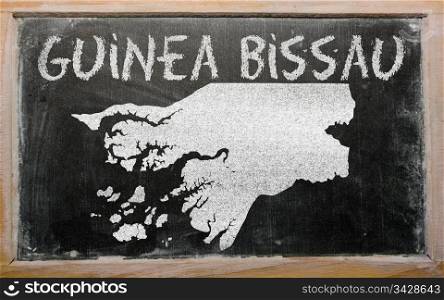 drawing of guinea bissau on blackboard, drawn by chalk