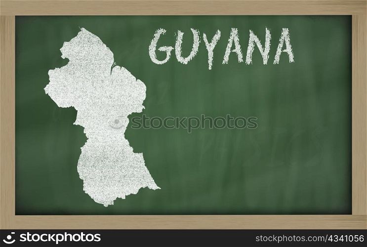 drawing of guyana on blackboard, drawn by chalk