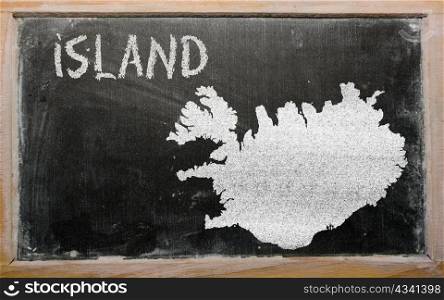 drawing of iceland on chalkboard, drawn by chalk