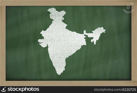 drawing of india on blackboard, drawn by chalk