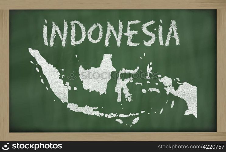 drawing of indonesia on blackboard, drawn by chalk