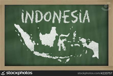 drawing of indonesia on blackboard, drawn by chalk