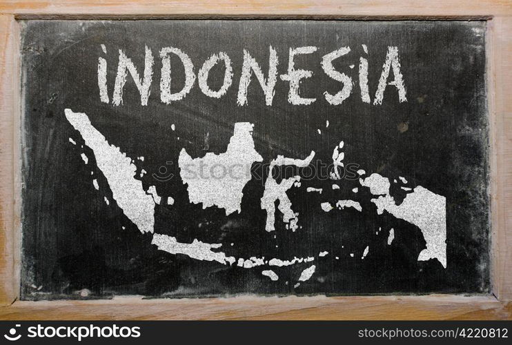 drawing of indonesia on blackboard, drawn by chalk