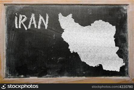 drawing of iran on blackboard, drawn by chalk