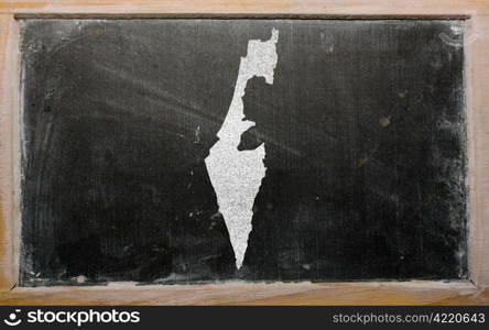 drawing of israel on blackboard, drawn by chalk