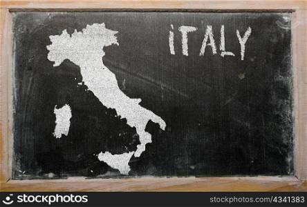 drawing of italy on chalkboard, drawn by chalk
