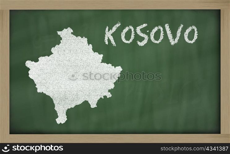drawing of kosovo on chalkboard, drawn by chalk