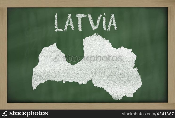 drawing of latvia on chalkboard, drawn by chalk
