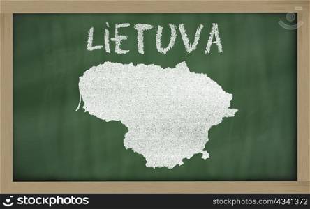 drawing of lithuania on chalkboard, drawn by chalk