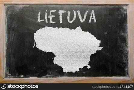 drawing of lithuania on chalkboard, drawn by chalk