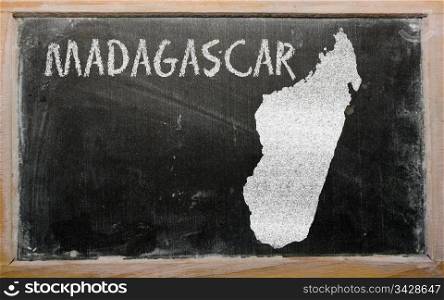 drawing of madagascar on blackboard, drawn by chalk
