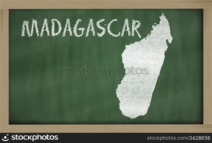 drawing of madagascar on blackboard, drawn by chalk