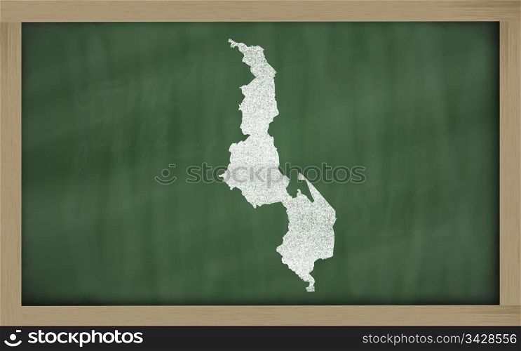 drawing of malawi on blackboard, drawn by chalk