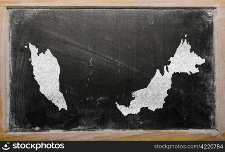 drawing of malaysia on blackboard, drawn by chalk