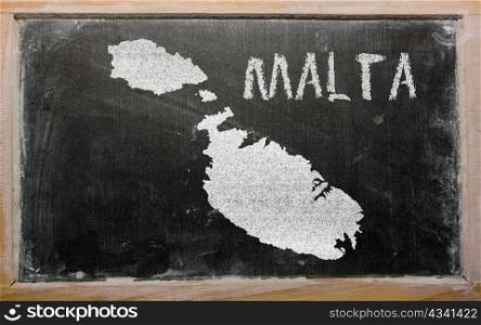drawing of malta on chalkboard, drawn by chalk