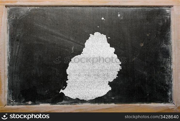drawing of mauritius on blackboard, drawn by chalk