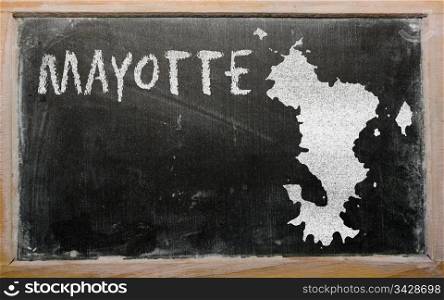 drawing of mayotte on blackboard, drawn by chalk