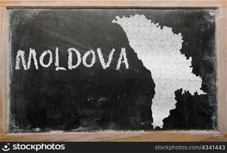 drawing of moldova on chalkboard, drawn by chalk