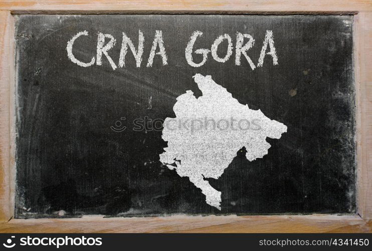 drawing of montenegro on chalkboard, drawn by chalk