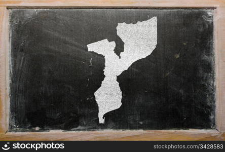 drawing of mozambique on blackboard, drawn by chalk