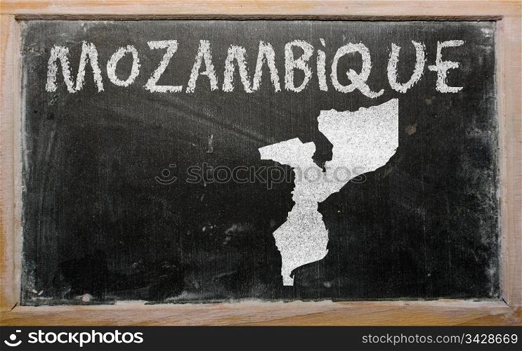 drawing of mozambique on blackboard, drawn by chalk
