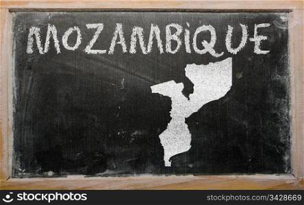 drawing of mozambique on blackboard, drawn by chalk
