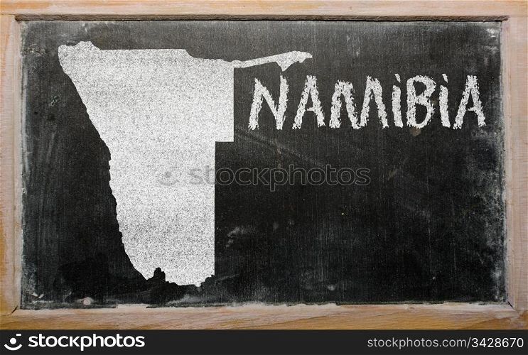 drawing of namibia on blackboard, drawn by chalk