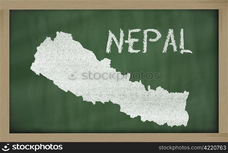 drawing of nepal on blackboard, drawn by chalk
