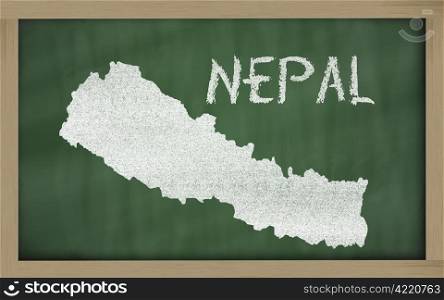 drawing of nepal on blackboard, drawn by chalk