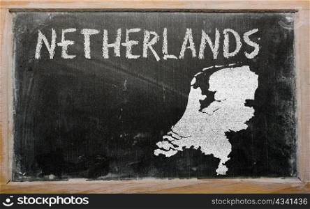 drawing of netherlands on chalkboard, drawn by chalk