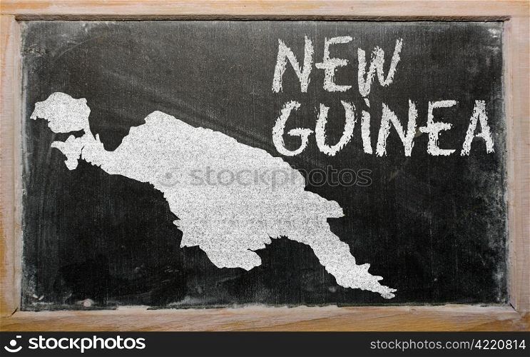drawing of new guinea on blackboard, drawn by chalk
