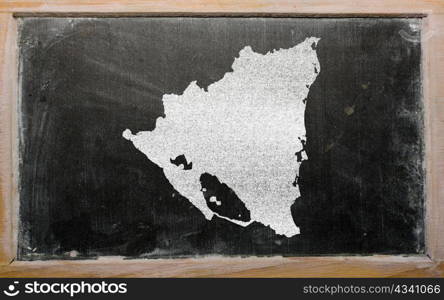 drawing of nicaragua on blackboard, drawn by chalk