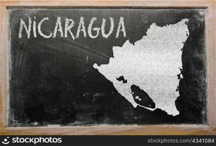 drawing of nicaragua on blackboard, drawn by chalk