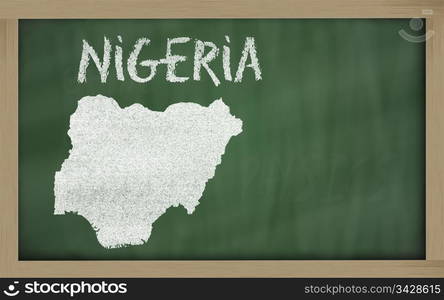 drawing of nigeria on blackboard, drawn by chalk