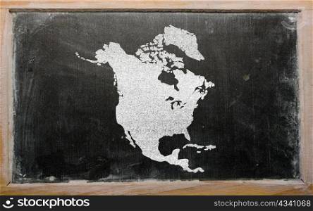 drawing of north america on blackboard, drawn by chalk