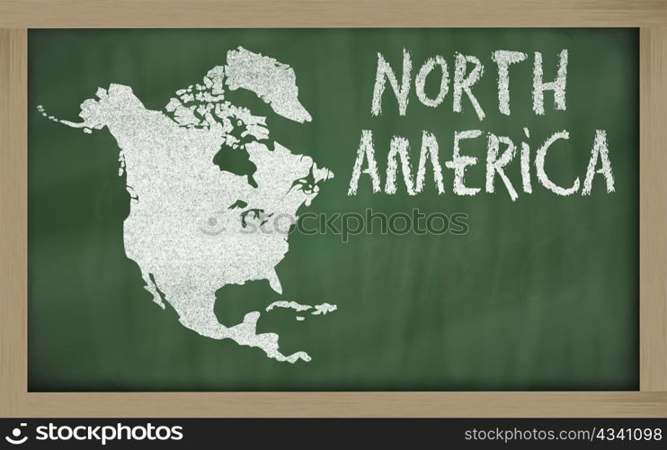 drawing of north america on blackboard, drawn by chalk