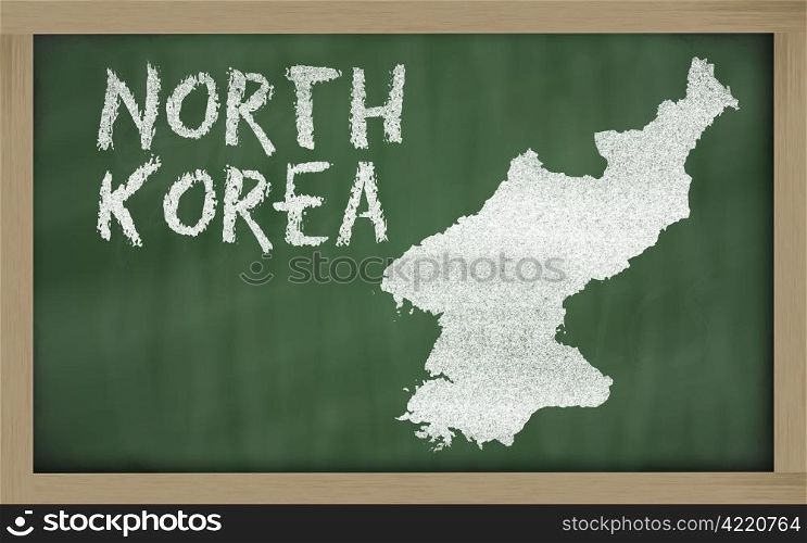 drawing of north korea on blackboard, drawn by chalk