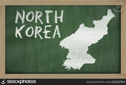 drawing of north korea on blackboard, drawn by chalk