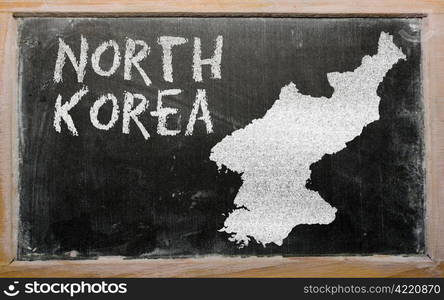 drawing of north korea on blackboard, drawn by chalk