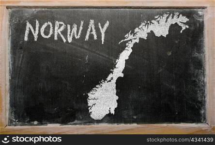 drawing of norway on chalkboard, drawn by chalk
