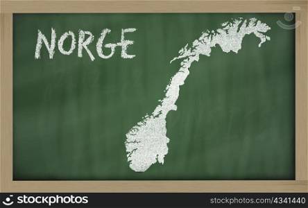drawing of norway on chalkboard, drawn by chalk