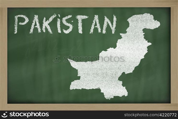drawing of pakistan on blackboard, drawn by chalk