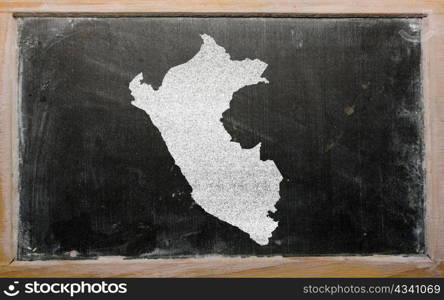 drawing of peru on blackboard, drawn by chalk